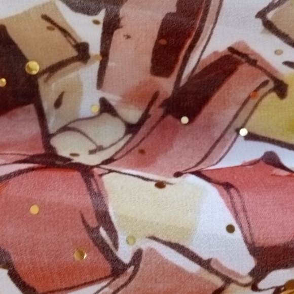 Women's C D Petites Tangerine Print Top Size Small - Picture 2 of 8